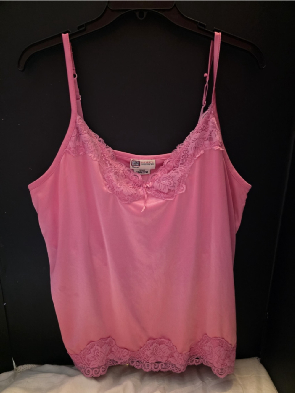 vintage 00s y2k hot pink lace and satin camisole Mcbling Fairycore Size 18/20W